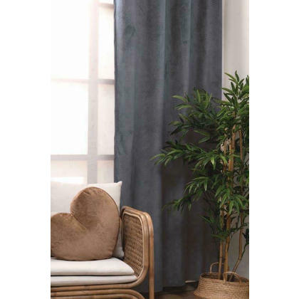 Velour Curtain 140x260 Palamaiki Curtains Collection Cyril Grey 100% Polyester