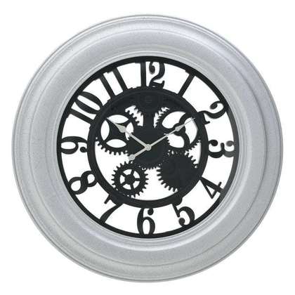 Ρολόι Τοίχου Πλαστικό Ασημί/ Μαύρο Φ.75x5cm Inart 3-20-925-0029
