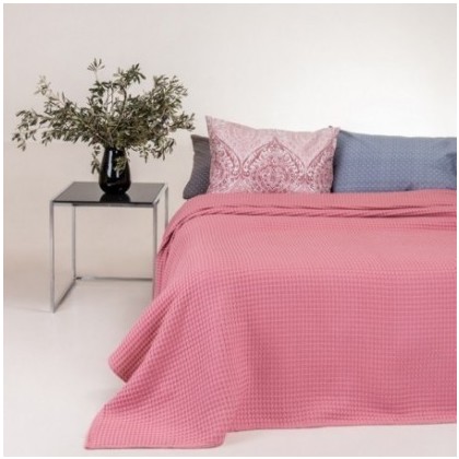 Κουβέρτα Πικέ Υπέρδιπλη 230x240 Melinen Patmos 100% Cotton 320gsm/ Ροζ
