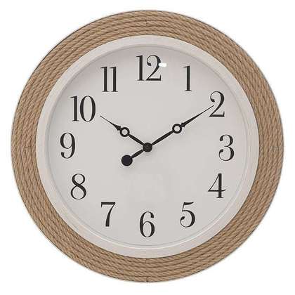 Ρολόι Τοίχου Πλαστικό Με Σχοινί Φυσικό/ Λευκό 50x3x50cm Inart 3-20-828-0118