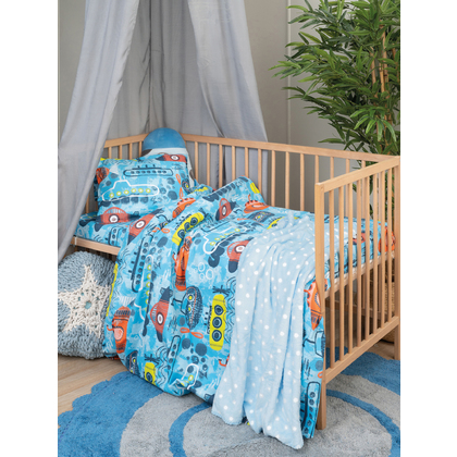 Baby's Crib Fitted Sheets Set 3pcs 70x140+15 Palamaiki My Kingdom Collection MK740 100% Cotton 144TC