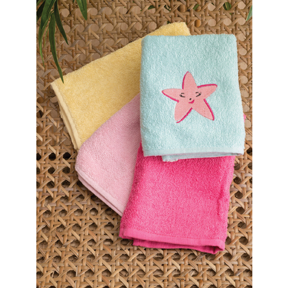 Kid's Towels Set 4pcs 40x60 Palamaiki Kids Bath Collection Starfish 100% Cotton