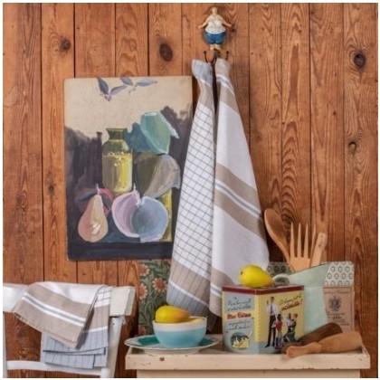 Set Kitchen Towels 40x60cm Melinen Home Pepper Check  100% Cotton/Mocca