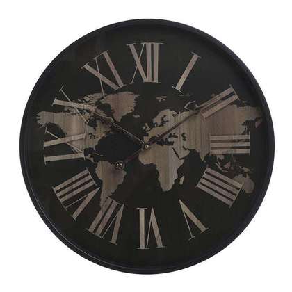 Ρολόι Τοίχου Πλαστικό Υφήλιος Μαύρο/ Χρυσό Φ.45,5x4cm Inart 3-20-828-0105