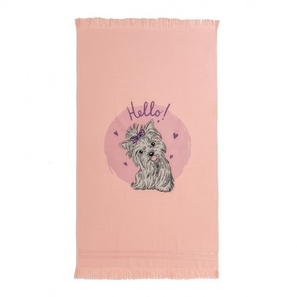 Kid's Sea Towel 70x120cm Melinen Home Beach Puppy/ Pink