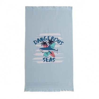 Kid's Sea Towel 70x120cm Melinen Home Beach Kids Dangerous  100% Cotton / Light Blue