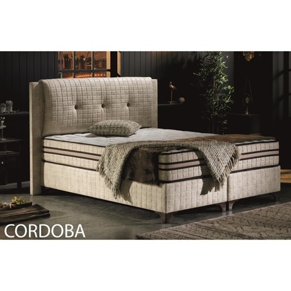Cordoba κρεβάτι διπλό επενδεδυμένο με ύφασμα ( για στρώμα 160x200εκ. ) με αποθηκευτικό χώρο Μπεζ σκούρο