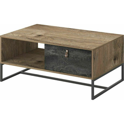 Τραπεζάκι dark Μοριοσανίδα Home Furniture Χρώμα Βελανιδιά+black stone 104x68x44cm