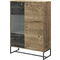 Βιτρίνα Σαλονιού Home Furniture Dark από Ξύλο με Τζάμι & Υποδοχή για Φωτισμό Black Stone / Βελανιδιά 93x39x133cm