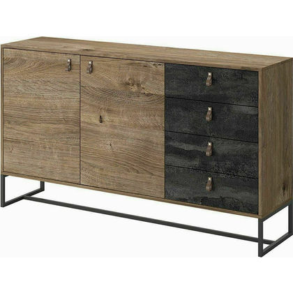 Μπουφές Home Furniture Dark από Ξύλο & Μέταλλο με Συρτάρια Καρυδί 153x89x40cm