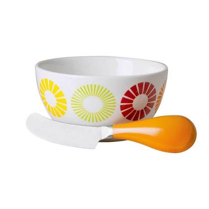Porcelain Bowl with Butter Knife Multicolor 11x6cm Citrus BAM39040