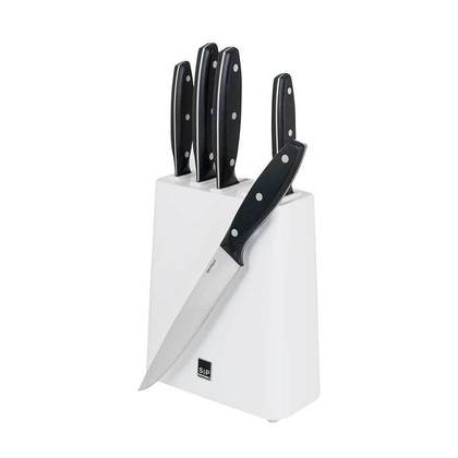 Μαχαίρια Ανοξείδωτα Σετ 5τμχ. με Λευκή Βάση 22x10x36cm Blade BAM41965