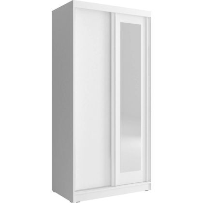 Ντουλάπα Δίφυλλη Συρόμενη με Καθρέπτη 24115-AL-100w Λευκή 100x62x206cm