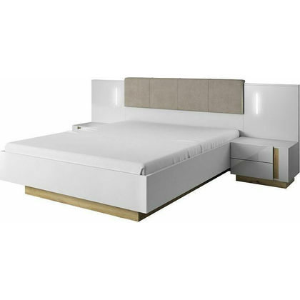 Σετ Κρεβατοκάμαρας 3τμχ. Arco (Κρεβάτι για Στρώμα 160x200, 2 Κομοδίνα) Λευκό Χρώμα