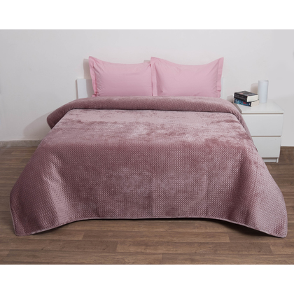 Semi-Double Coverlet 160x220 Anna Riska Verona Blush Pink Microfiber-Polyester Velvet