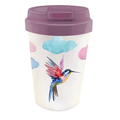 PLA Cup 350ml 8,5x8,5x13,5cm Bioloco Plant Easy Cup – Watercolor Bird BPE105