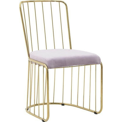 Σετ 2τμχ. Καρέκλες Μέταλλο -Βελούδο Χρυσό / Ροζ  51x48x82εκ. Inart 3-50-224-0002