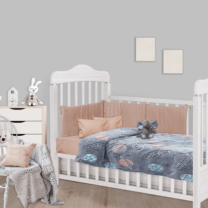Baby's Crib Fleece Glowing Blanket 110x150 Das Baby 4834 Relax 100% Polyester Blue-Yellow