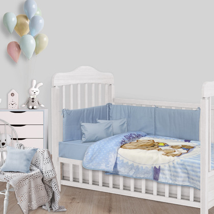 Baby's Crib Velour Blanket 110x140 Das Baby 6618 Relax 100% Polyester Light Blue