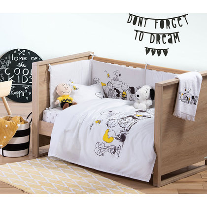Baby's Crib Sheets Set 3pcs 120x170 NEF-NEF Peanuts Forever White 100% Cotton 144TC