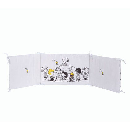 Baby's Crib Double-Sided Bumper 60+67+60x40 NEF-NEF Peanuts Forever White 100% Cotton