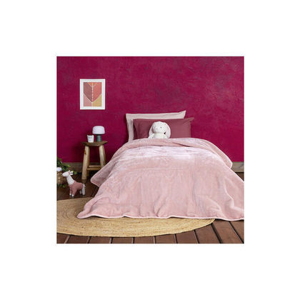 Κουβέρτα Βελουτέ Μονή 160x220cm Nima Coperta - Powder Pink  Velour, 100% Polyester/Ροζ