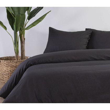 Double Bed Sheet 240x270 NEF-NEF Cotton-Linen Anthracite 50% Cotton 50% Linen