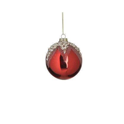 Xριστουγεννιάτικη Γυάλινη Μπάλα Σετ 6τμχ. Κόκκινο/ Λευκό Φ8cm Inart 2-70-890-0256