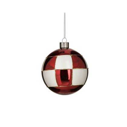 Xριστουγεννιάτικη Γυάλινη Μπάλα Σετ 6τμχ. Κόκκινο/ Λευκό Φ10cm Inart 2-70-890-0265