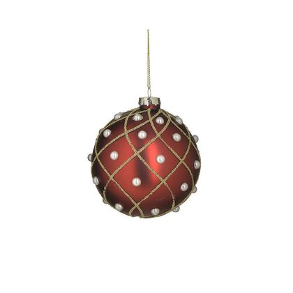 Xριστουγεννιάτικη Γυάλινη Μπάλα Σετ 6τμχ. Κόκκινο/ Χρυσό Φ10cm Inart 2-70-890-0287