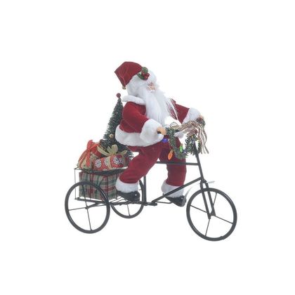Άγιος Βασίλης σε Ποδήλατο Μέταλλο/ Ύφασμα Κόκκινο/ Λευκό 42x18x38cm Inart 2-70-832-0034