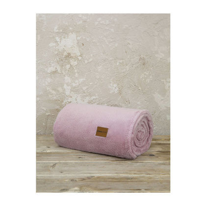 Blanket Jacquard 150x220 Nima Mellow Pink  100% Polyester/ Γκρι