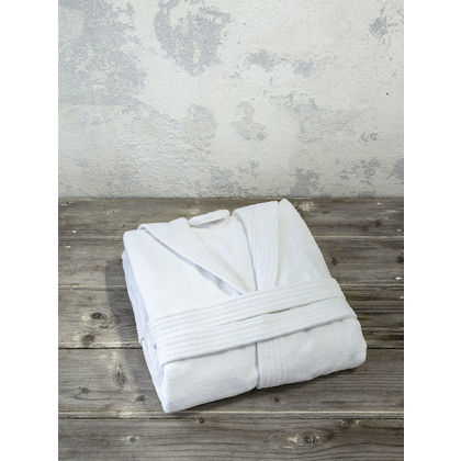 Μπουρνούζι Με Κουκούλα Nima Home Zen Small White 100% Velour Cotton /Λευκό