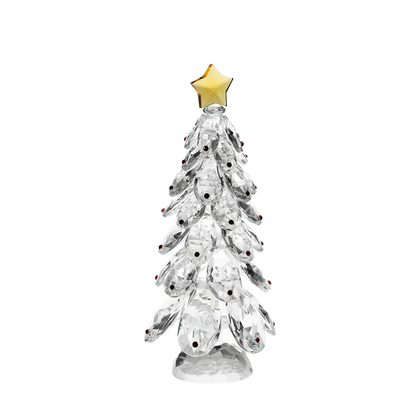 Γυάλινο Χριστουγεννιάτικο Δέντρο με Χρυσό Αστέρι Large 11x11x24cm TNU1589