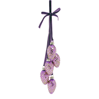 Purple Christmas Ornament String of Pinecones 6cm YGB8723/PU