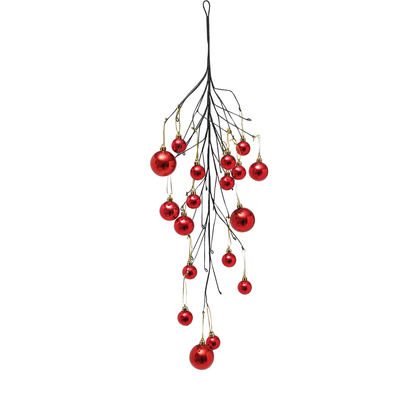 Χριστουγεννιάτικο Διακοσμητικό Κλαδί με Κόκκινες Μπάλες 6cm DLE536343R