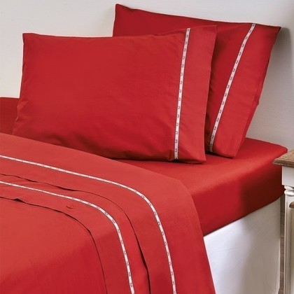Pillow Cases 50x70cm 19V69 Collection Colori Red  100% Sateen Cotton 220 TC