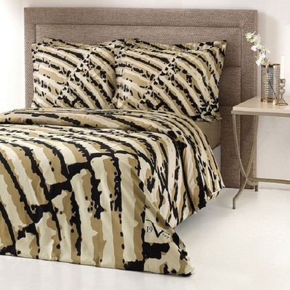 King Size Bed Sheets Set 4pcs 250x280 & King Size Duvet Cover Set 3pcs 230x250 19V69 Teatro 100% Sateen Cotton 220TC/Beige