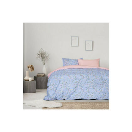 Queen Size Bed Sheets 4pcs. Set 240x270cm Cotton/ Polyester Kocoon 29616 Zinia Blue