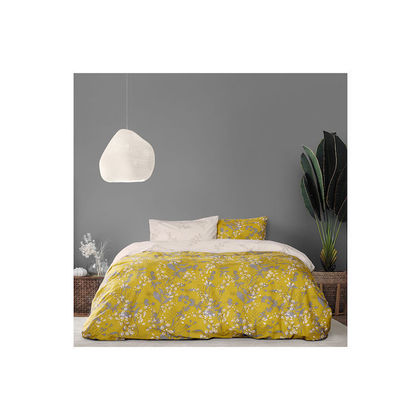 Queen Size Bedspread 220x245cm Cotton Kocoon 29565 Cicely Mustard-Beige