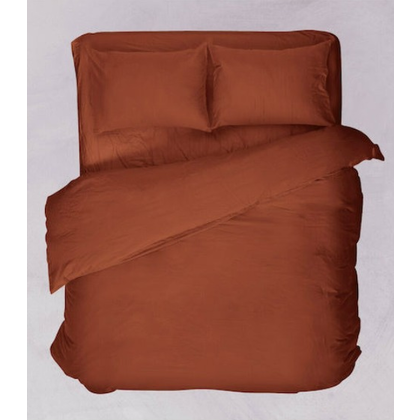 Single Fitted Bedsheet 100x200+25 Viopros Basic TERRACOTA 60% Cotton 40% Polyester