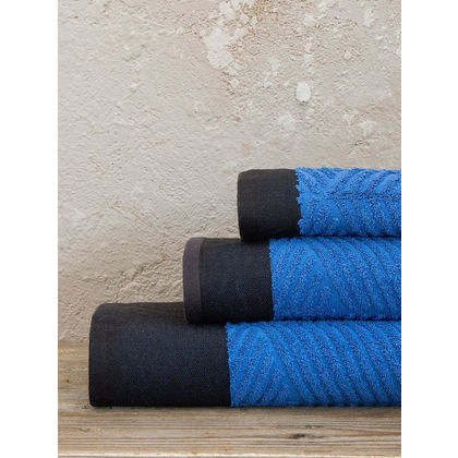 3 pcs. Towel Set 30x50cm, 50x90cm & 70x140cm Cotton Kocoon 30064 Tribute Blue