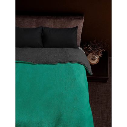 Blanket 240x260cm Madi Sleet Collection Sposh Green Anthracite 100% Polyester