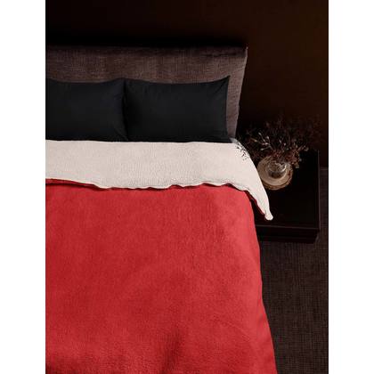 Κουβέρτα Ημίδιπλη 180x240cm Madi Sleet Collection Sposh Red Beige 100% Polyester / Κόκκινο - Μπεζ