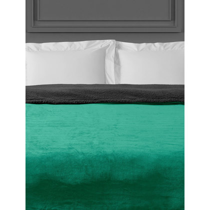 Blanket 160 x 220cm Madi Sleet Collection Infinity Green Anthracite 100% Polyester