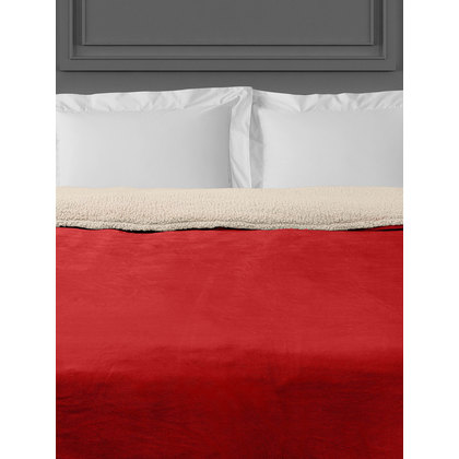 Κουβέρτα Υπέρδιπλη 220x240cm  Madi Sleet Collection Infinity Red Beige 100% Polyester / Κόκκινο - Μπεζ