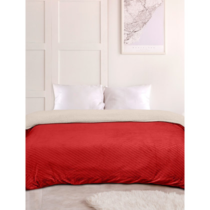Κουβέρτα Υπέρδιπλη 220x240cm  Madi Sleet Collection Skift Red Beige 100% Polyester /Κόκκινο - Μπεζ