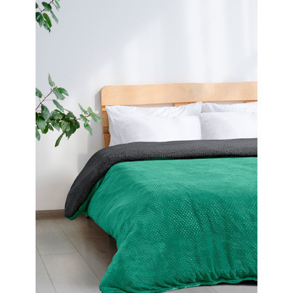 Blanket 240x260cm Madi Sleet Collection Graupel Green Athracite 100% Polyester