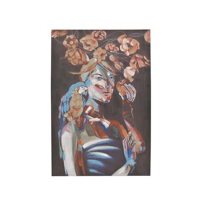 Πίνακας Καμβάς Printed Γυναικεία Φιγούρα με Λουλούδια 80x3x120cm Inart 3-90-242-0293