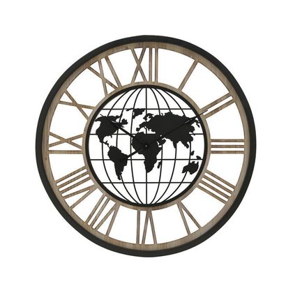 Ρολόι Τοίχου Μεταλλικό Ατλας Φ70x5cm Inart 3-20-463-0045 / Μαύρο - Φυσικό